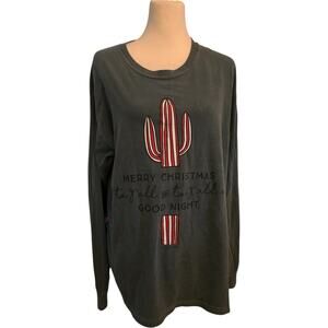 Oliver & Otis Southern Christmas Cactus Long Sleeve Tee, Women's Size Large